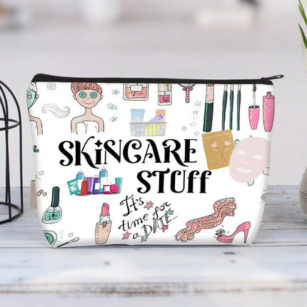 Cross-border Hot Selling Printed Canvas Cosmetic Bag Women Clutch Bag Student Zipper Pencil Case Wholesale Large Capacity Storage Bag