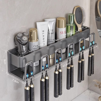 Toothbrush Storage Rack Non-Punch Brush Cup Mouthwash Cup Rack Wall-Mounted Bathroom Household Toothware Hanger