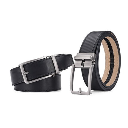 Belt men's belt automatic buckle 3.5 wide real cowhide simple casual business Joker Denim men's pants belt.