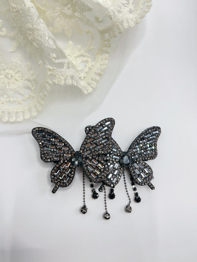 New Original Design Hepburn Style Elegant Butterfly Beads Tassel Clip Broken Hair Bangs Clip 2025 Internet Celebrity