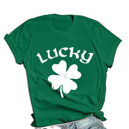 Cross-border PDD supply St. Patrick's Day men's and women's same loose round neck pullover short sleeve printed T-shirt