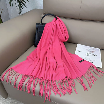 Solid color cashmere scarf women's thin scarf long air conditioning shawl autumn and winter warm Malaysia headscarf wholesale