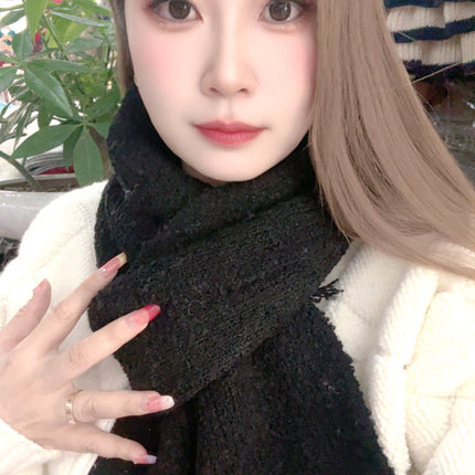 Whitening Wool Knitted Wool Scarf for Girls Winter 2025 New Versatile High-End Warm Scarf Green