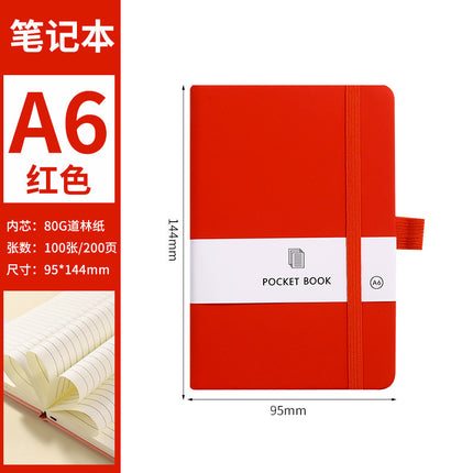 Portable Small Notebook A6A5 Wholesale Multi-Color Elastic Straps Skin-Feel Leather Notebook Imitation Leather Cross-Border Supply Ready Stock