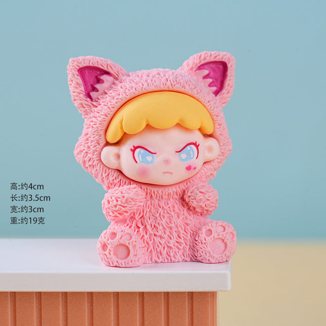 New Cartoon Sitting Posture Cute DIY Backpack Pendant Resin Keychain Phone Case Micro Landscape Ornament