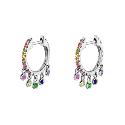 European and American French Style Light Luxury Ins Style Fashion Micro-inlaid Colorful Zircon Earrings Women's Distinctive All-match Fashionable Ear Ring Earrings