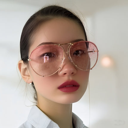 Toad-Shaped Sunglasses 2025 New Fashion Retro Sunglasses European and American Large Frame Women's Metal Sunglasses Ins