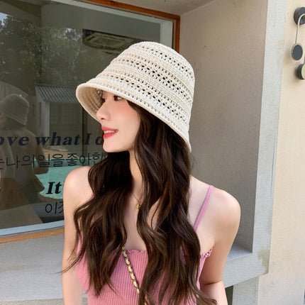Summer Women's Korean-Style Sun Protection Sun Hat, Foldable Straw Hat, Anti-Uv Fisherman Hat, Outdoor Face-Covering Bucket Hat