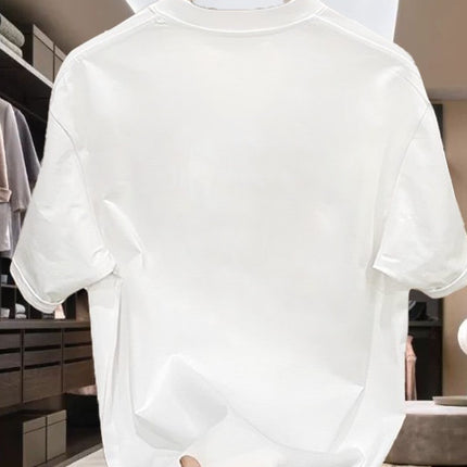 Heavyweight 100% Pure Cotton Oversized Letter Short-Sleeve T-Shirt for Men, Summer 2026 New Style Couple Outfit Top