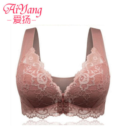 Cross-border sexy lace no steel ring bra back underwear European and American back corset plus size front buckle vest bra wholesale