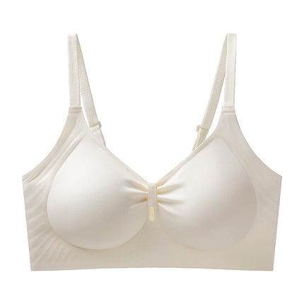 Pleated Hollow-out Traceless Underwear Live-generation Naked Comfortable No Steel Rings Soft Support Fixed Cup Bra Cross-border
