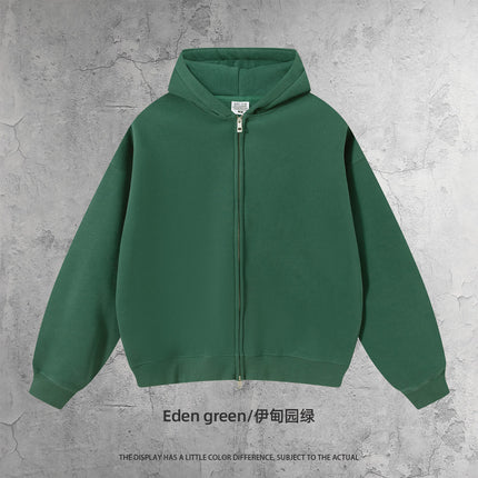 Cai Xiang Island Men's Boxy Fit Heavyweight Hoodie 350g Fleece Hoodie Double Zipper Sweatshirt for Men