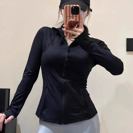 Lu's Spring Yoga Wear Defina Stand Collar Jacket Top Women's Sports Slimming Look Brushed Jacket
