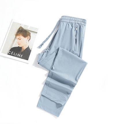 2024 Summer New Men's and Women's Ice Silk Elastic Couple Sports Pants Men's Sports Casual All-match Loose Sports