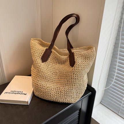 New Summer Single Shoulder Straw Bag Straw Bag Large Capacity Women's Handwoven Bag Vacation Beach Bag Tote Women's Bag