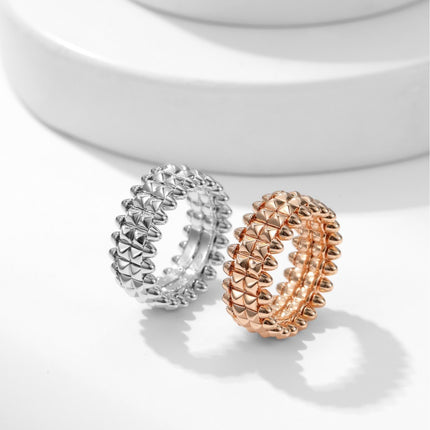 Classic Wide Rivet Ring, Fashionable and Luxurious V Gold Version, Non-Fading Couple's High-End Ring