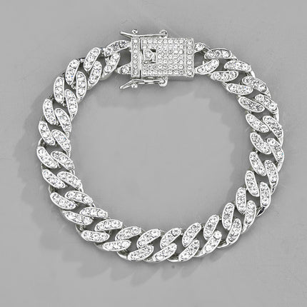 Full diamond Cuban chain European and American hipster hip-hop rap jewelry 10mm Cuban hip-hop jewelry wholesale necklace female Joker