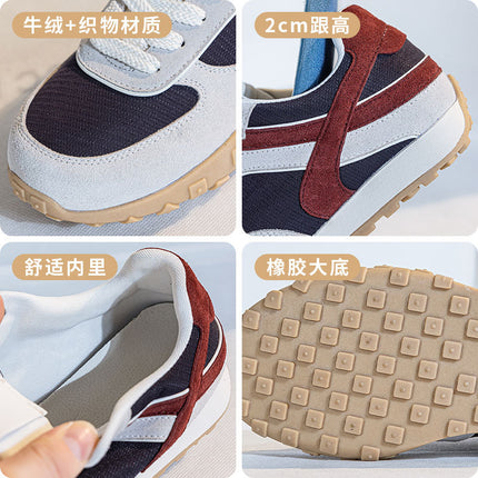 2026 New Style White Sneakers, Genuine Leather Soft-Soled Shoes, Color-Blocking Commuter Trainers, Women's Casual Versatile Shoes, Wholesale