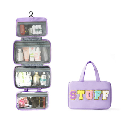 Cross-border Large Capacity Cosmetic Bag 40% Fold Dry and Wet Separable Portable Hanging Toiletries Storage Cosmetic Bag