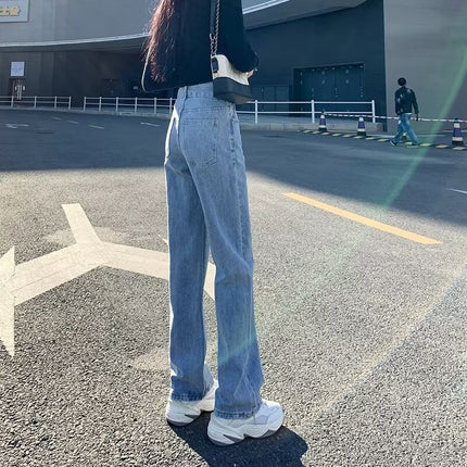 Light Color High Waist Wide Leg Loose Straight Pants Jeans Women's 2025 New Explosions Slimming Mop Pants Ins