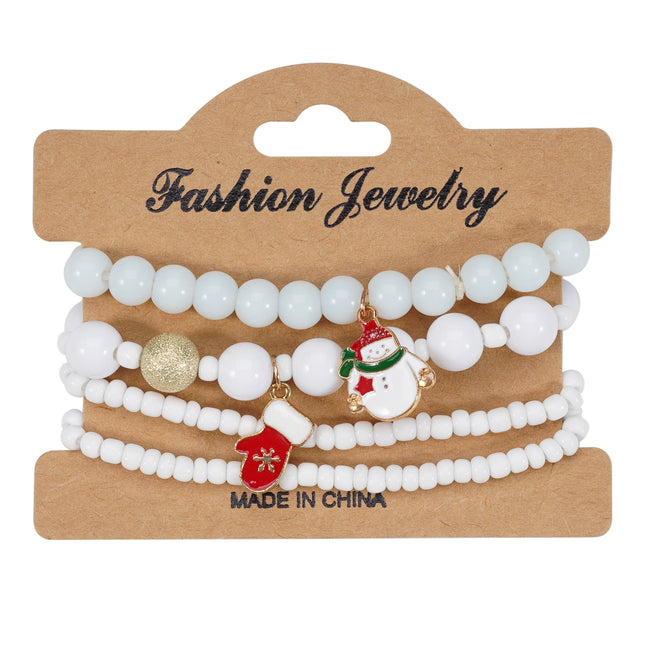 Christmas bracelet elastic rope bracelet snowman snowflake Christmas tree old man deer hat pendant bracelet gift