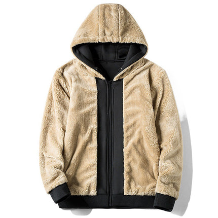 Autumn and Winter New Casual Cardigan Sweater Men's fleece-lined Hooded Men's Sweater Loose Sports Zipper Knitted Jacket
