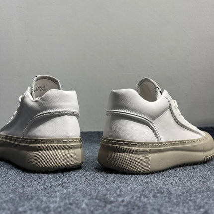 European station men's shoes genuine leather high-top shoes 2024 Four Seasons New breathable casual white shoes trendy all-matching board shoes