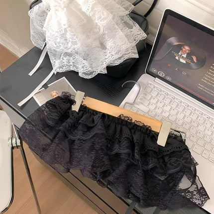 New Stylish Versatile Heavy Lace Ruffled Short Apron Skirt Half-Length Hot Girl Dress