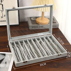 Ice gray velvet long necklace box (10 compartments)