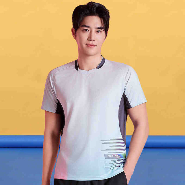 Badminton Clothing Top Men's Short-sleeved Quick-drying Women's Air Volleyball Competition Clothing Training Table Tennis Team Clothing Printing Summer