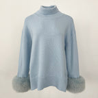 Light blue (fox fur cuffs) / S