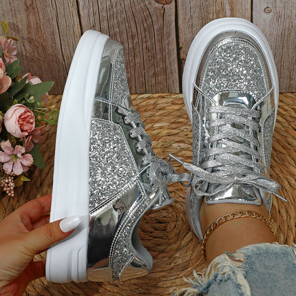Spring and Autumn Fashionable Glitt Platform Board Shoes Increased Breathable Casual sneaker Couple's Outdoor Trendy Shoes