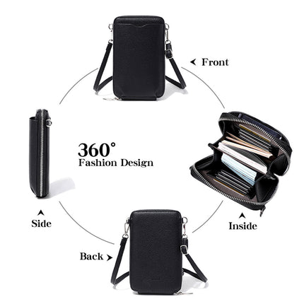 2024 New Mini Litchi Pattern Mobile Phone Bag Wallet Fashionable Women's Multifunctional Crossbody Small Bag Simple Shoulder Bag