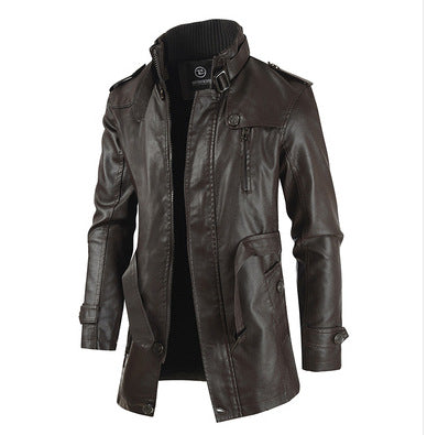 2024 Export Ebay New Men's Casual Fashion Leather Jacket Pu Hooded Slim Young Men's Leather Jacket