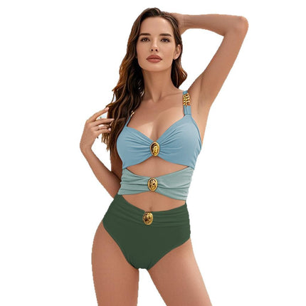 2025 European and American New Arrival Swimsuit suit Women's Gold Plated Round Color Hollow Cross-Border Lazada Sexy Bikini
