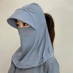 [nylon hood with brim mask with breathable holes printed logo] dark gray / One size fits all