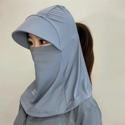 Full Face Sun Protection Mask for Women in Summer, All-Round Uv Protection, Outdoor Cycling Shawl, Neck Protection and Brim Face Covering Hat