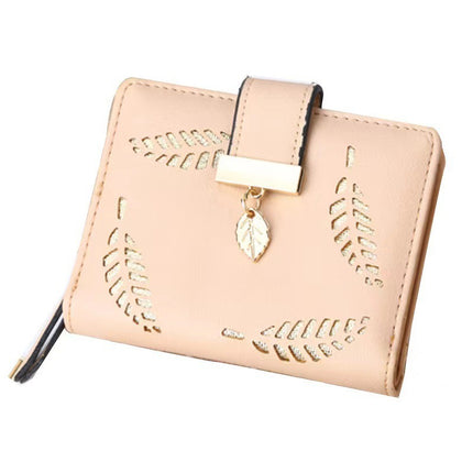 New Korean style short wallet women's zipper buckle hollow leaf small wallet wallet card holder factory wholesale