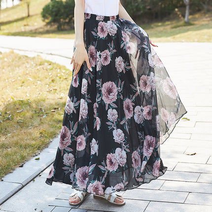 European and American Printed Skirt for Women Amazon 2025 Summer New Casual Seaside Vacation Long Skirt Skirt