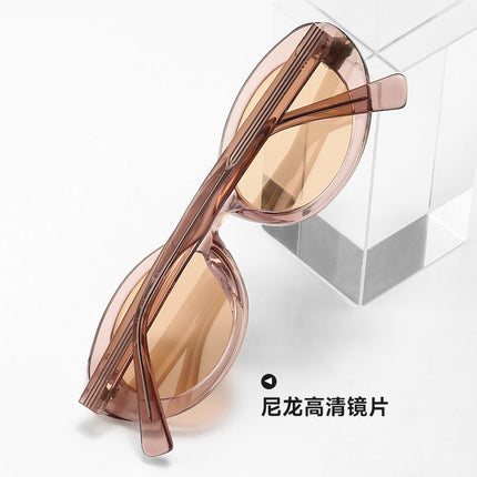 Internet Celebrity Korean Style Karin's Same Style Sunglasses Plate Nylon Small Face Sunglasses High-End Brown Anti-Uv Glasses