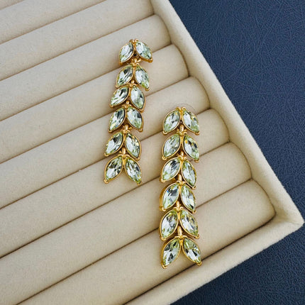 Oscar European and American Style Retro Gold-Plated Long Tassel Crystal Earrings Feminine Fashion High-End S925 Silver Needle