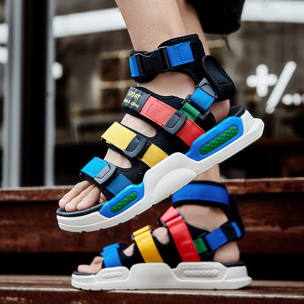 European Trendy Sandals for Summer Outdoor Wear, Youth Beach Shoes, Cross-Border Size 45, Thick-Soled Non-Slip Casual Men's Sandals