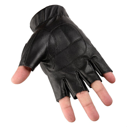 Wholesale pu half finger gloves imitation leather outdoor non-slip Men's Fitness gloves half sports motorcycle riding tactical gloves