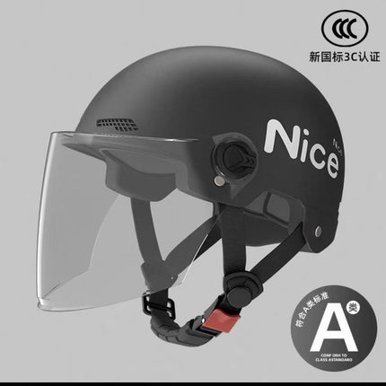 New National Standard 3C Certified Electric Vehicle Helmet for Men, Summer, Women's Battery Motorcycle Half Helmet, Lightweight Anti-Collision Helmet