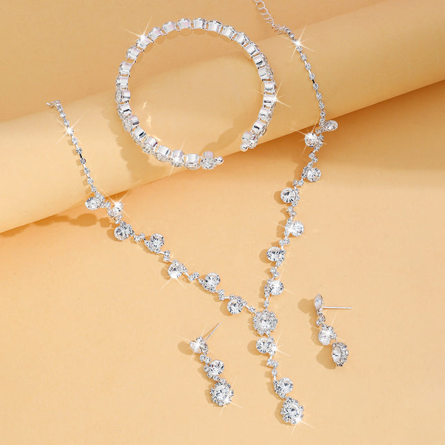GRATUIT Diamond Jewelry Set Necklace Earrings Bracelet / Parure Bijoux Diamant Collier Boucles Bracelet