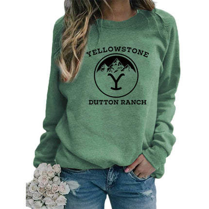 Amazon Cross-border Foreign Trade Source DUTTON RANCH Printed Round Neck Long Sleeve Women's Sweatshirt Jacket