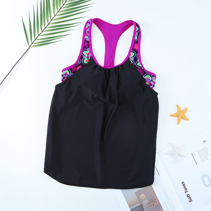 European and American New Style Split Swimsuit Women's Printed Vest Style Large Size One-Piece Swimsuit Top Women's Wholesale