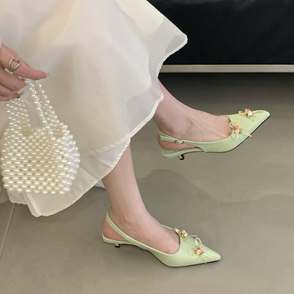 French Fairy High Heels, Toe-Cap Sandals, 2025 New Summer Shoes with Skirts and Flowers, New Chinese Style Pointed-Toe Shoes for Women