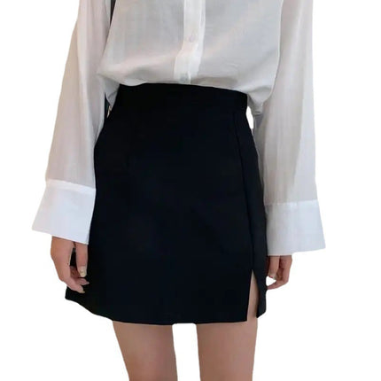 New Elegant Gray and Black Hip-Hugging Short Skirt for Women, Anti-Exposure A-Line Skirt, Summer High-Waisted Slimming Look Skirt