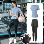 Light blue [short sleeves + trousers] two-piece set (black trousers)---crazy sale / M